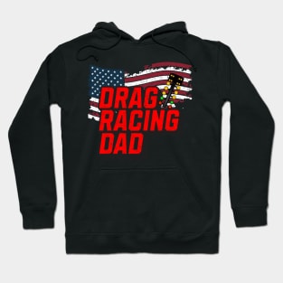 Drag Racing Dad American Flag Drag Racing Tree USA Hoodie